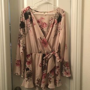 Pink floral romper